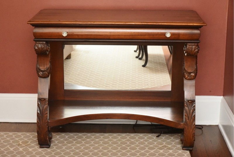 Antique Victorian Mahogany Single Drawer Mirror-Backed Console Server Table