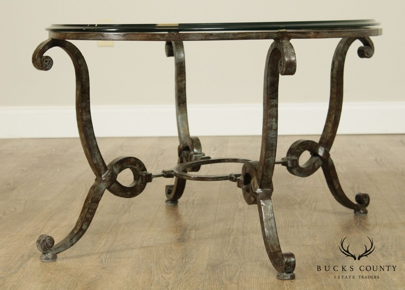 Quality Hand Forged Steel Oval Glass Top Coffee Table gallery