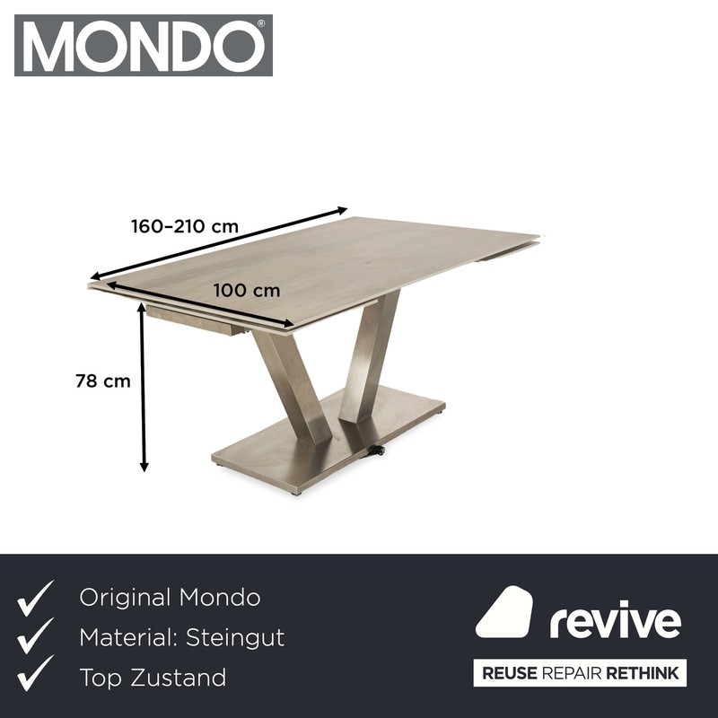 Mondo Stoneware Dining Table Wood Look Gray Cream Ausziehfunktion 160-82 gallery