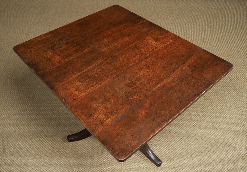 Antique English Georgian Oak Yew Side Occasional Wine Hall Tripod Table c. 1760 gallery