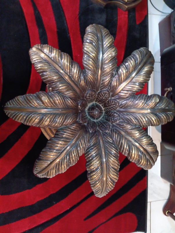 Vintage Handcrafted Bronze Palm Leaf Table Base 20"x23" Bronze-Coated Wood gallery