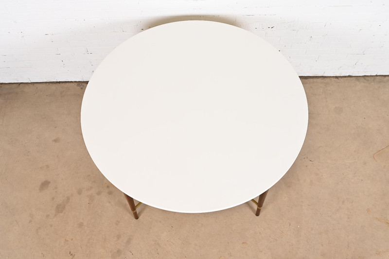 Paul McCobb Irwin Collection Mahogany and Brass Round Dining Table or Game Table gallery