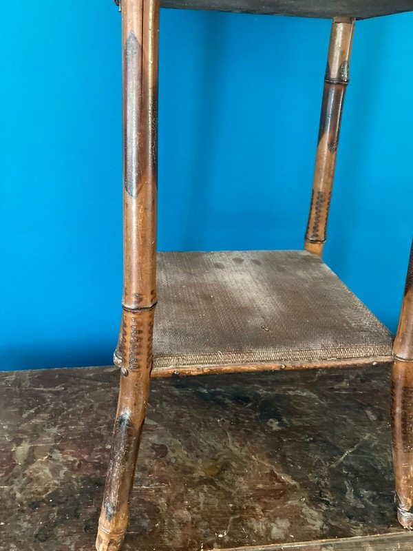 Vintage Bamboo Wicker Rattan Stand End Table Sewing Box gallery