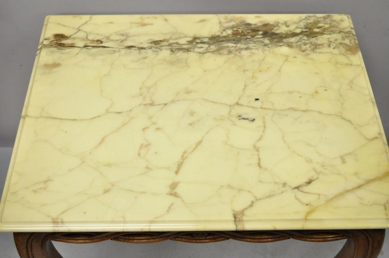 Vintage Hollywood Regency Provincial Pretzel Twist Marble Resin Side End Table gallery