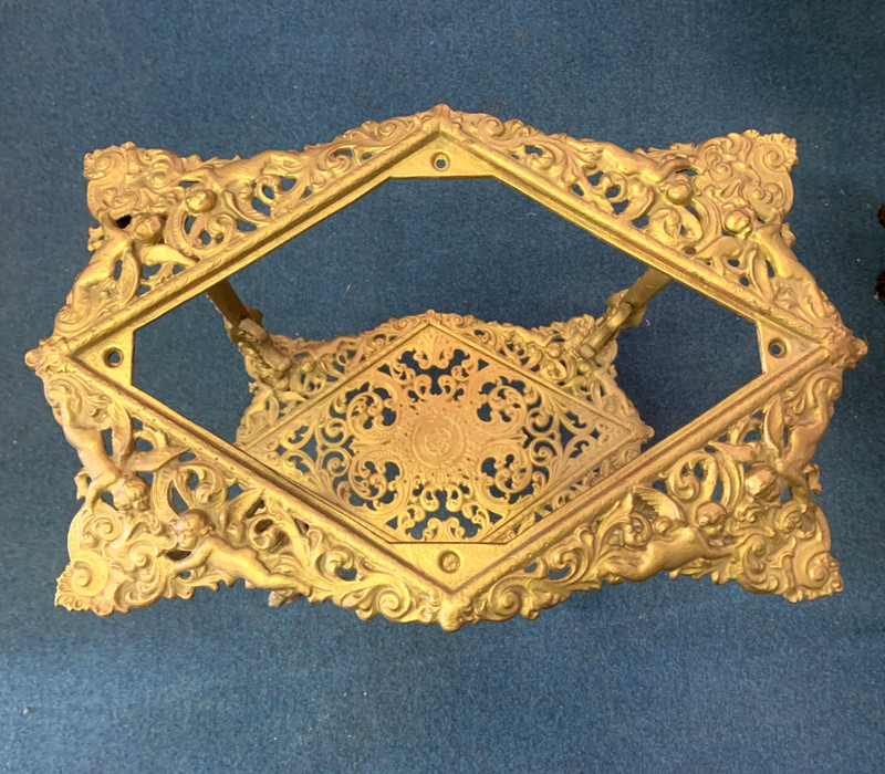 SALE ANTIQUE ORNATE 2 TIER IRON TABLE STAND PUTTI CHERUBS Pickup NORTH CAROLINA gallery