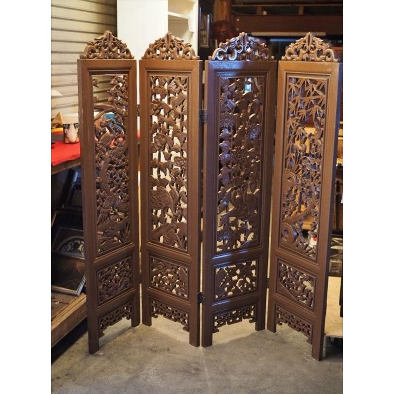 Used Japanese Wooden Folding Partition Korokuten K23541
