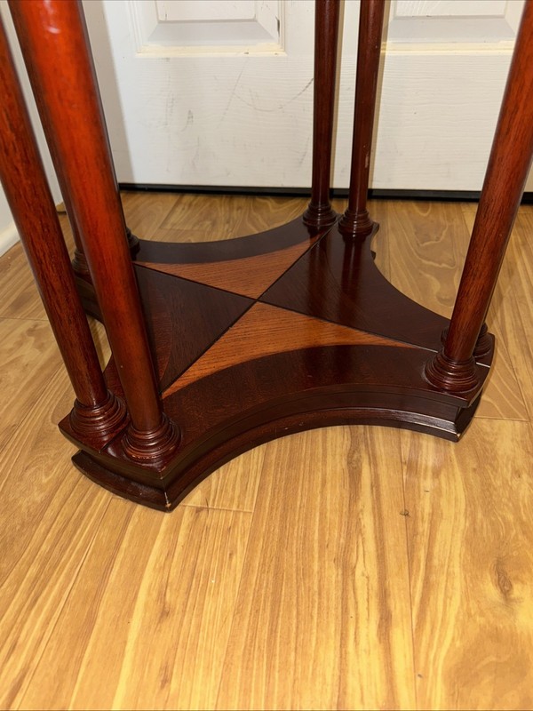 BOMBAY COMPANY CIRCULAR SIDE TABLES WITH INLAID STARBURST DESIGN VINTAGE gallery