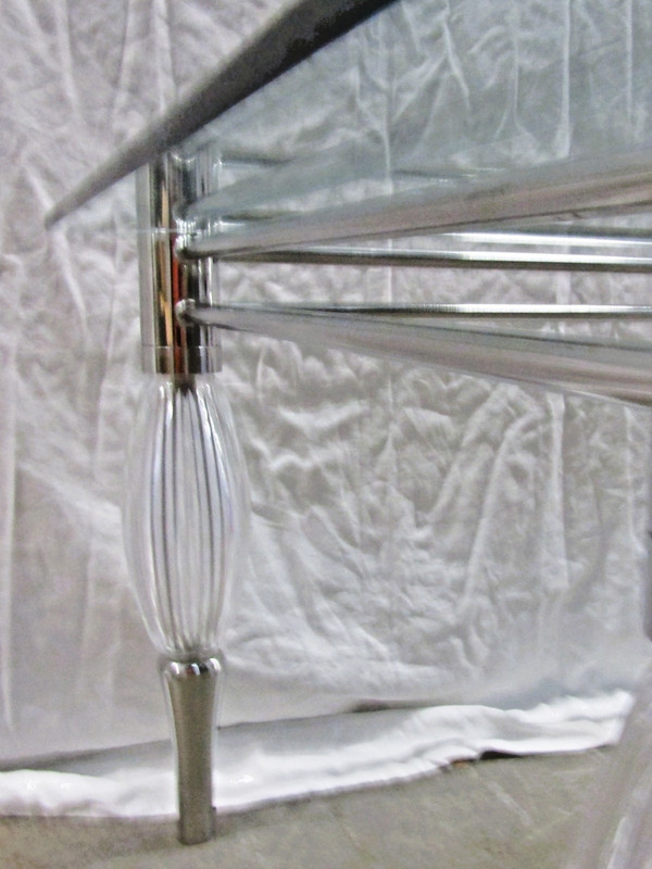 Mid-Century Modern Chrome with Limerick Crystal Legs Glass Top Coffee Table gallery