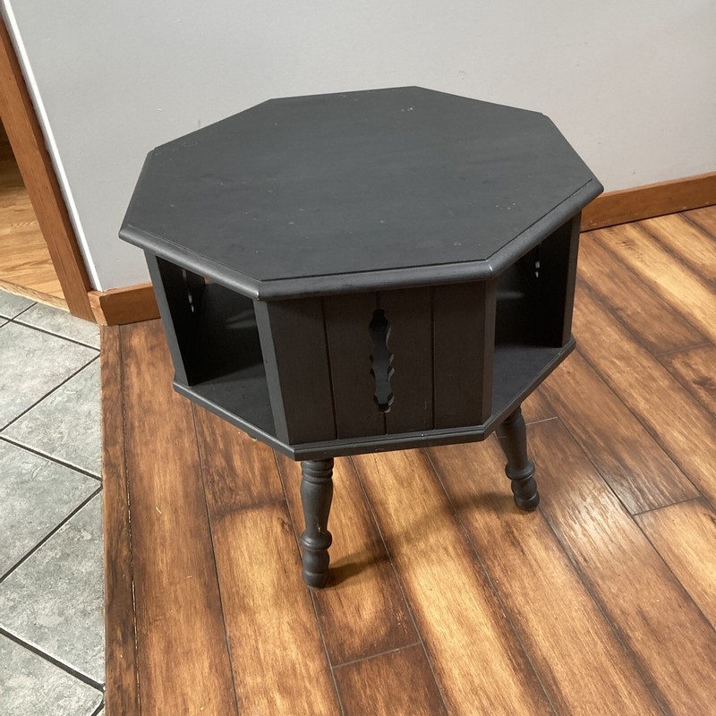 TELL CITY OCTAGON MAPLE SWIVEL SIDE TABLE Coffee Table Refinished Black VINTAGE