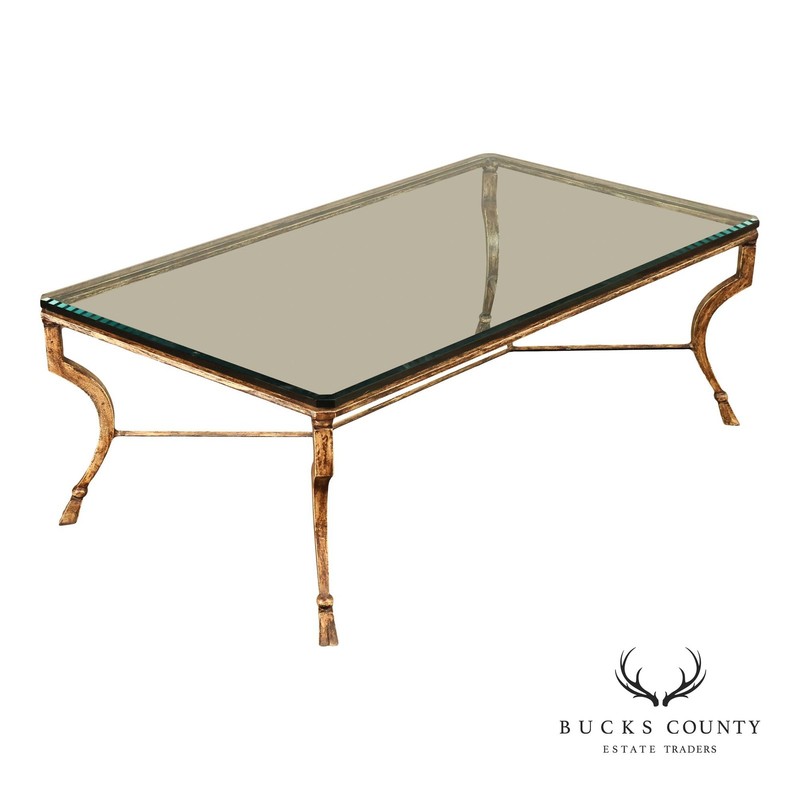Minton Spindell ‘Durant’ Glass Top Iron Coffee Table