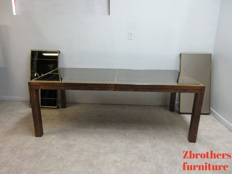 Henredon Scene One Campaign Dining Room Table Banquet Conference Mirrored Top