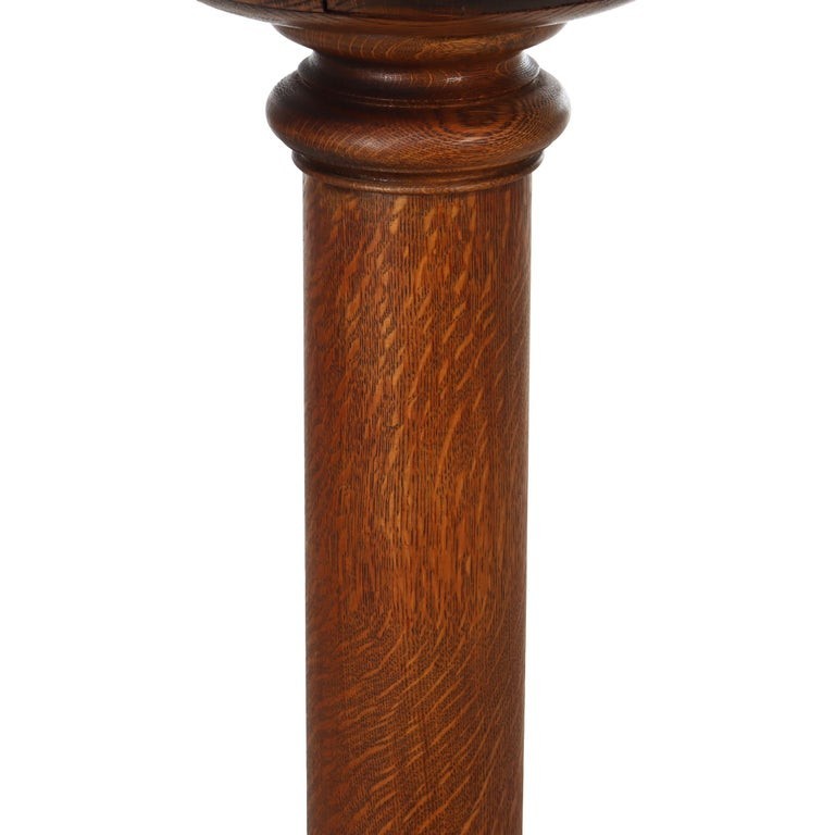 Antique RJ Horner Classical Oak Sculpture Stand C1900 gallery