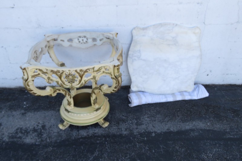 French Heavy Carved Marble Top Large Side Center Table with Planter 6293 gallery