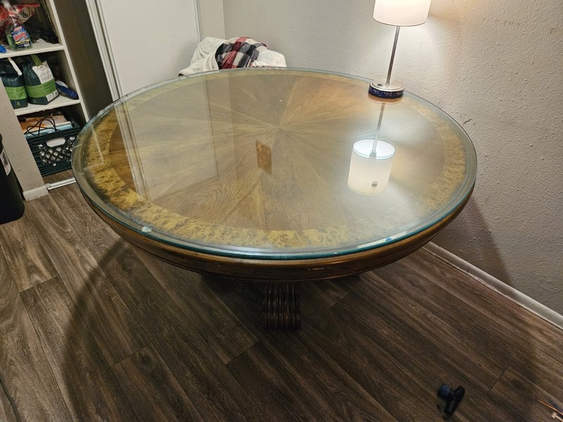 Antique Mahogony Carved Dining Room Table / 54 In Wide, 30 Inches High, Seat 6 gallery