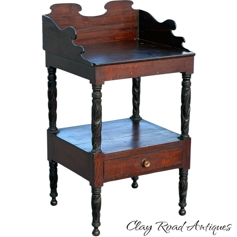 Antique classical acanthus carved table & gallery small 1830 mahogany PA empire
