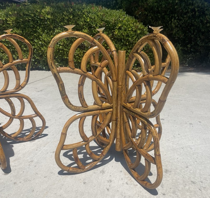 RARE! 2 Vintage Rattan Butterfly Side Tables, Boho-Chic Gems! USHIP delivery! gallery