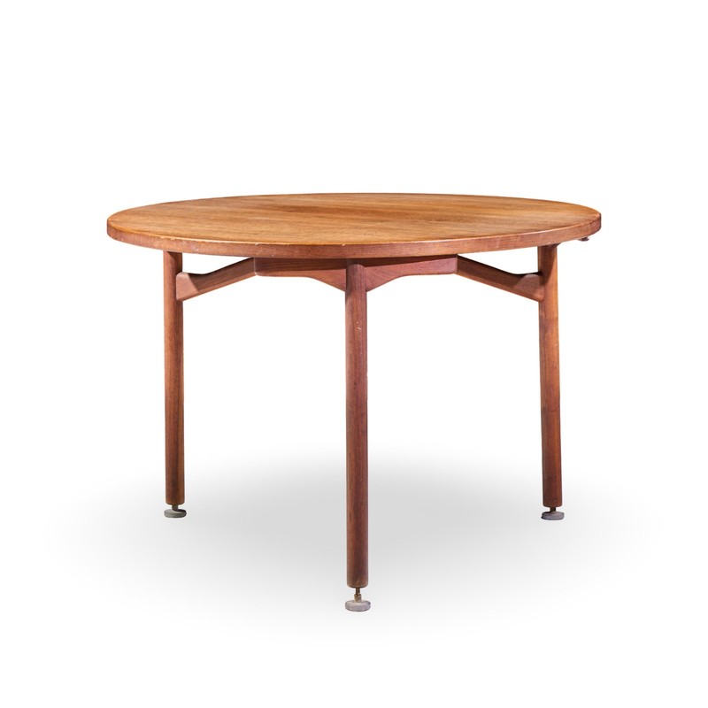 Jens Risom Mid Century Round Walnut Dining Table gallery
