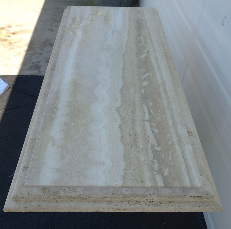 Vintage Mid Century Stone International Italy Travertine Stone Console Table gallery