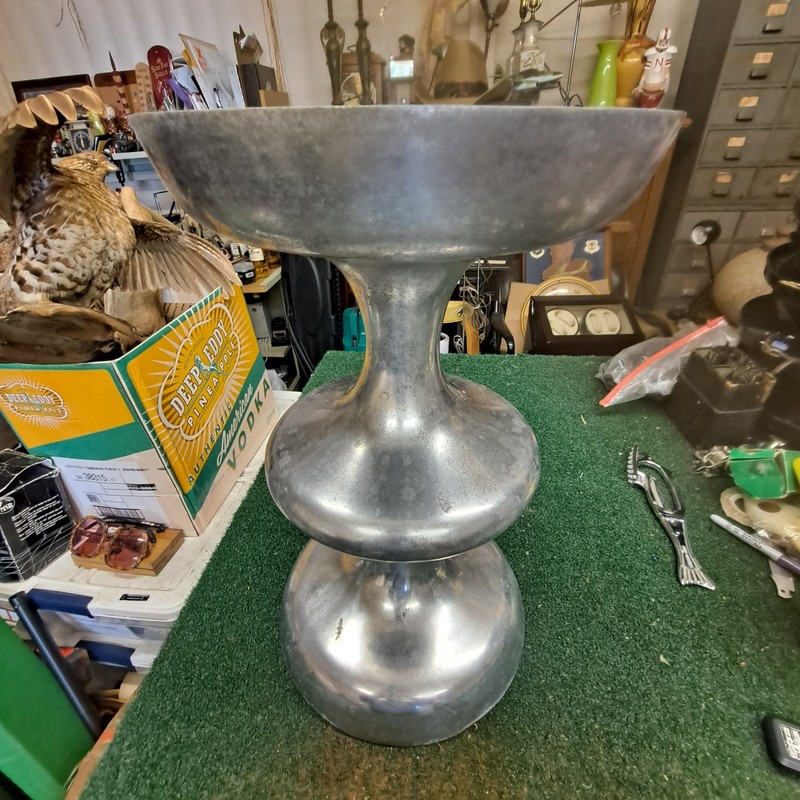 Mid Century Modern Aluminum Abstract Table Stand Stool Base 19" x 11" gallery