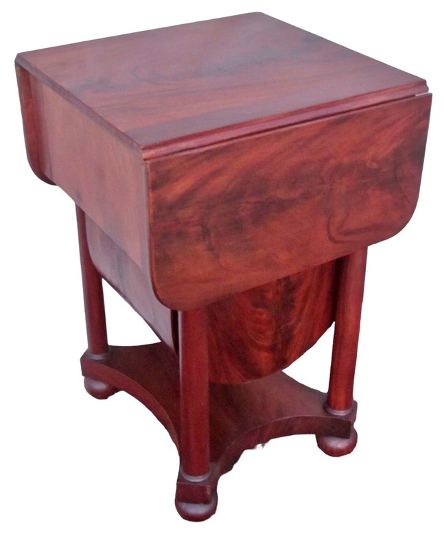 Antique Mahogany 3 Drawer Worktable / Sewing Stand | Attributed to Issac Vose gallery