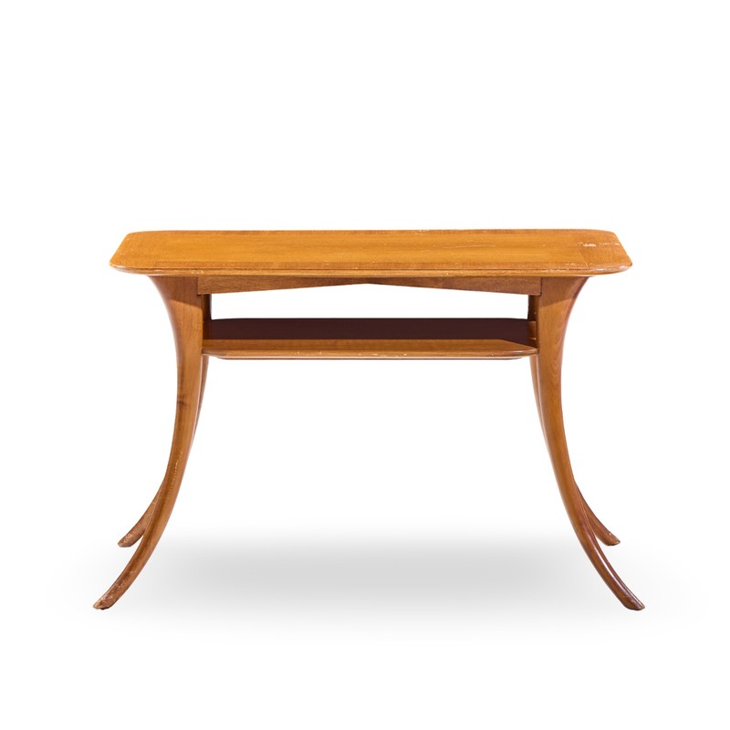 T.H. Robsjohn Gibbings for Widdicomb Bleached Mahogany Sabre Side Tables - Pair gallery