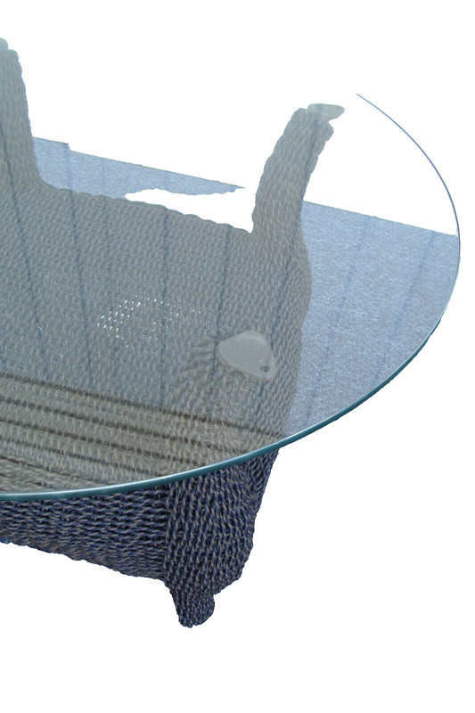 61834 Plate Glass Wicker Coffee Table Stand 36" x 3/8" thick top gallery