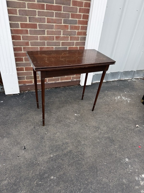 Vintage MCM Flip Top Game Table Mahogany Finish Folding Card Table Restoration gallery