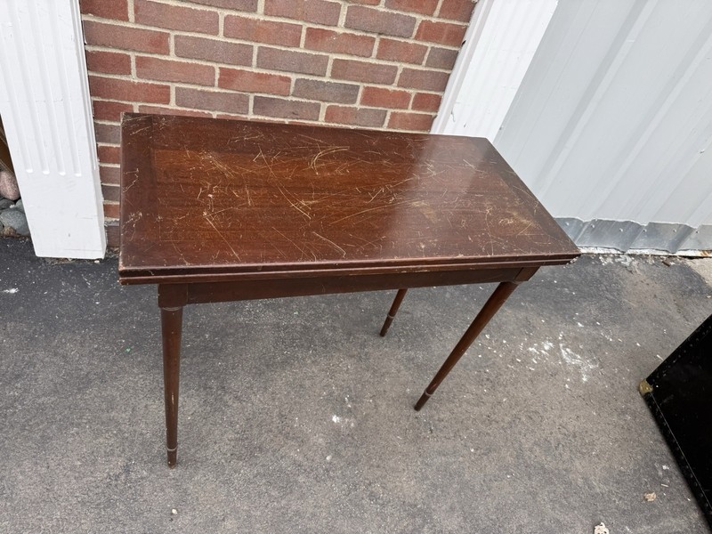 Vintage MCM Flip Top Game Table Mahogany Finish Folding Card Table Restoration gallery
