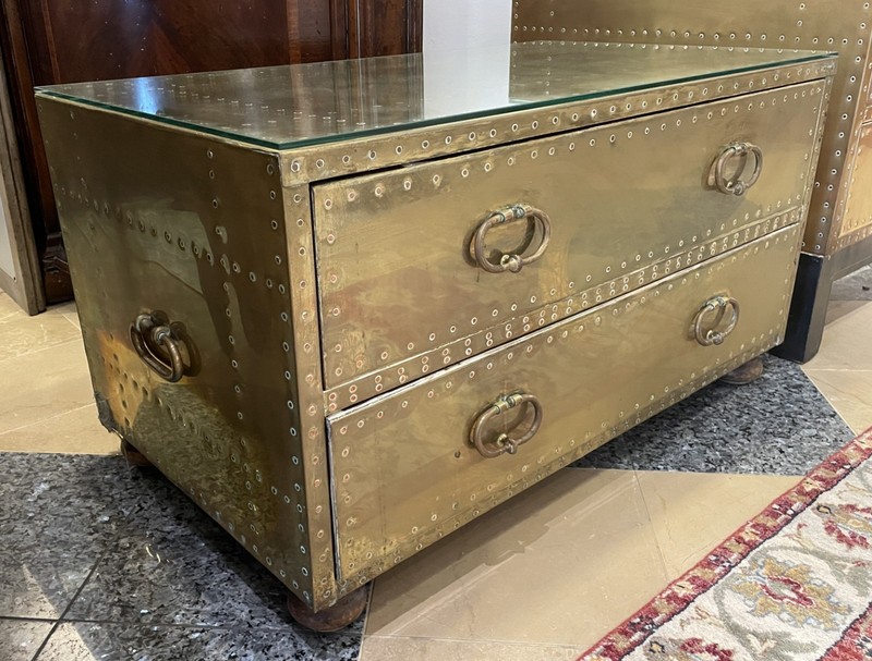 Vintage Sarried Brass 2 Drawer Coffee Table, 1970s gallery