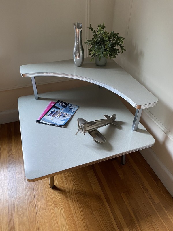 Vintage 1950s Mid Century Modern Atomic Boomerang Corner Table MCM