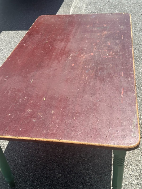 antique old paint large farm table country 1800s primitive tavern green red gallery