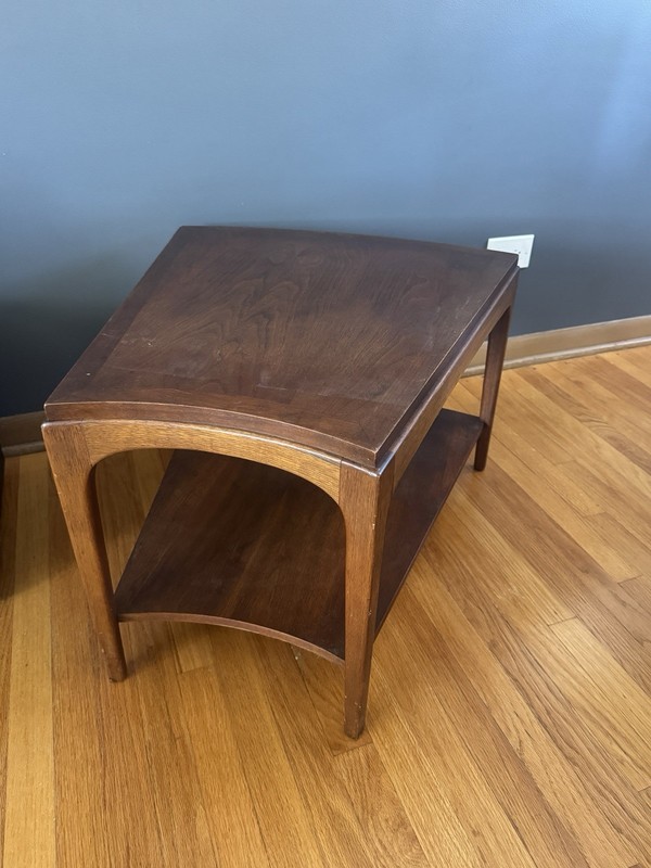 Vintage Lane Walnut Wedge End Table Style 997-21 Mid Century Modern MCM 1968 gallery
