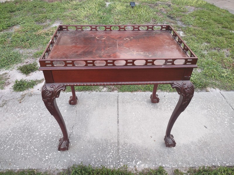 Antique Councill Craftsmen Mahogany Ball And Claw Tea Table