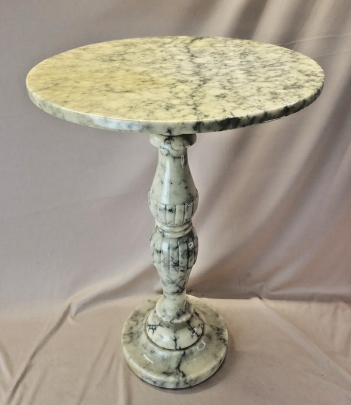 Made in Italy Marble Alabaster Top, Column and Pedestal Table Plant Stand gallery