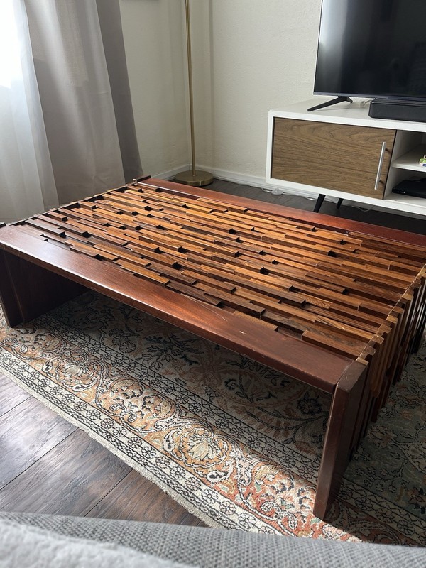 Vintage Brazilian Modern Brutalist Percival Lafer Coffee Long Short Table W/ Top