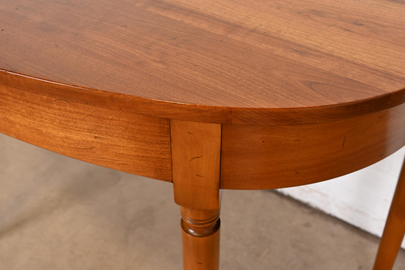Stickley American Colonial Carved Cherry Wood Demilune Console Tables gallery