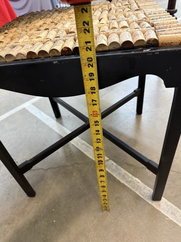 Antique Brown Oak End Table With Cork Top Signed On Bottom From Grand Rapids ￼ gallery