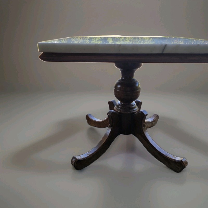 Italian Marble Top Wooden Side Table