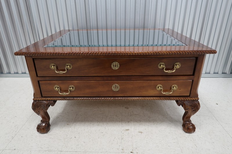 Vintage Chippendale Mahogany Display Coffee Table Ball & Claw Feet gallery
