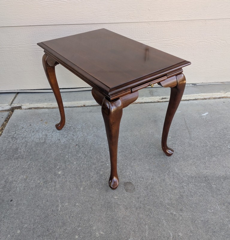 Vintage Cherry Wood Queen Anne Georgian Tea Table with Pull Out Candle Trays A gallery