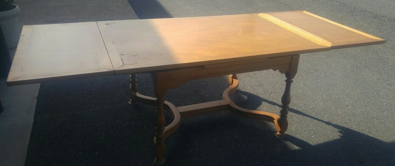 Vtg Large Danersk Wood Dining Table Draw Leaf Fold Up Easy Removal Retro gallery