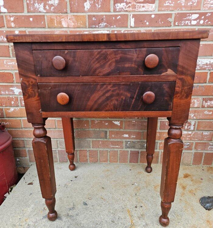Antique Cherry End Table Plant Fern Stand Night Stand 2 Drawer gallery