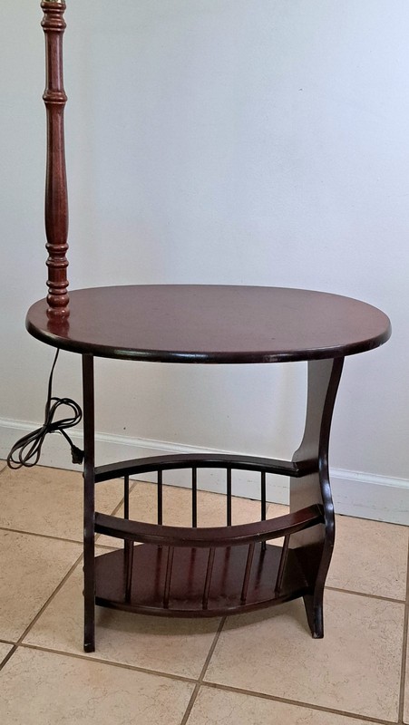 Vintage Preferred Stock Mid Century Wood Floor Lamp End Table Magazine Rack Comb gallery