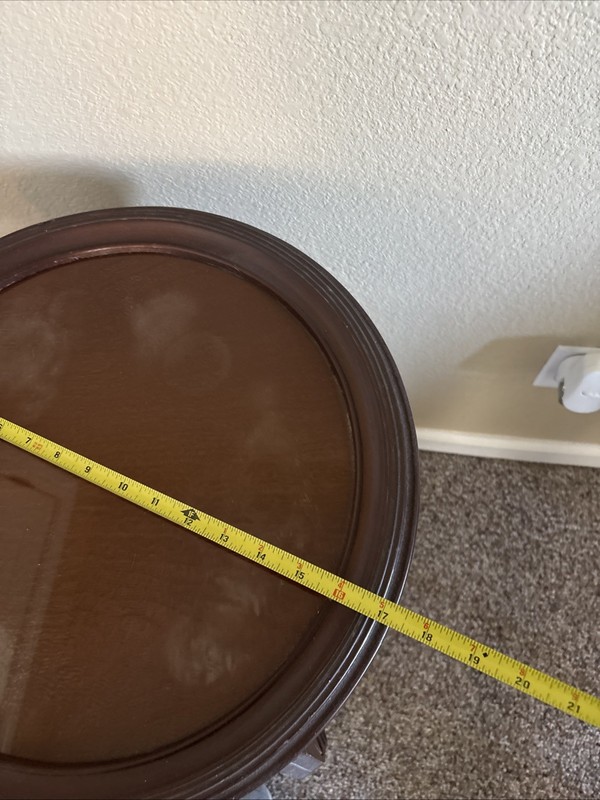 VTG-mahogany Decorative Round Accent Table With Glass gallery
