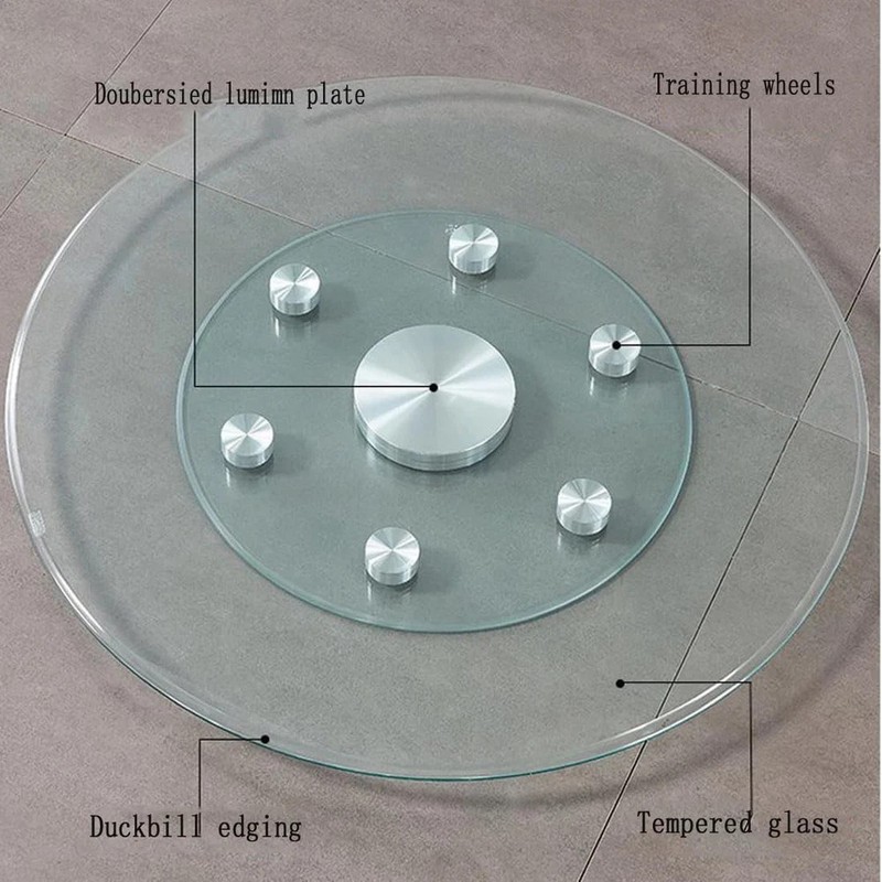 28" Glass Lazy Susan Turntable - 360° Smooth Spin for Dining Tables gallery