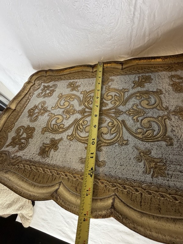 Vintage Gold White Italian Florentine Antique Tone Nesting Tables Set of Three gallery