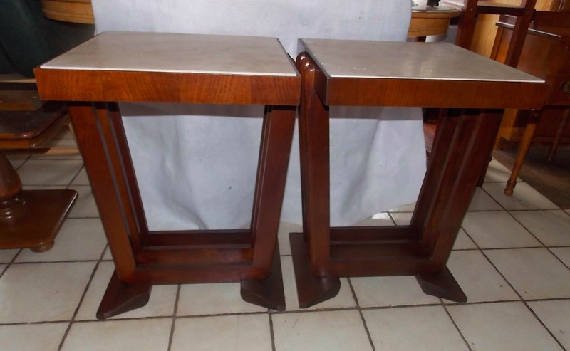 Walnut Mid Century Marble Top End Table / (1 Table) (ET354) gallery