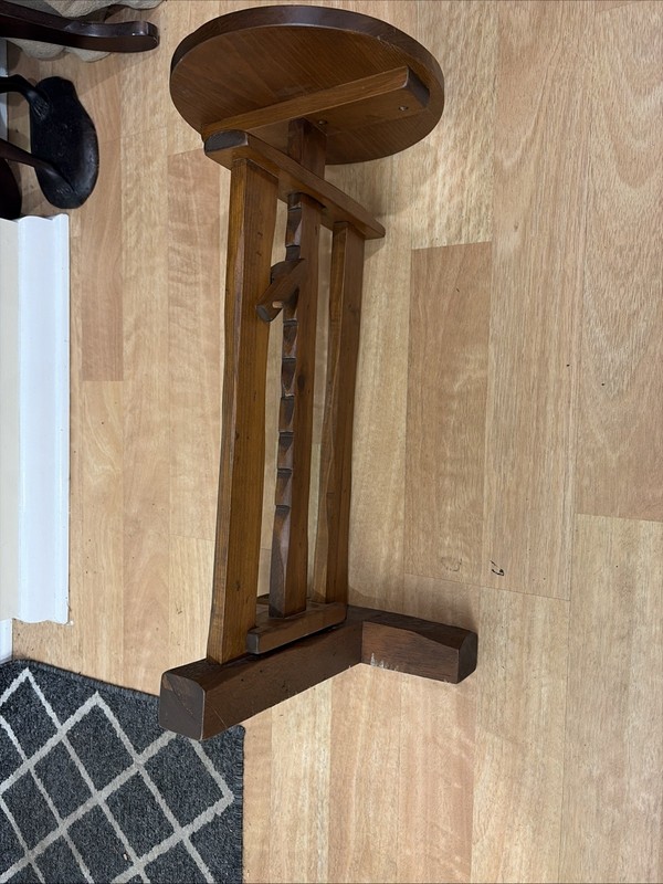 Antique American Colonial Primitive Style Ratchet Adjustable Table, Plant Table gallery