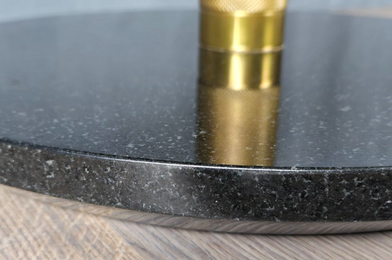 Wyman end table by Theodore Alexander for Ralph Lauren, black marble & brass gallery