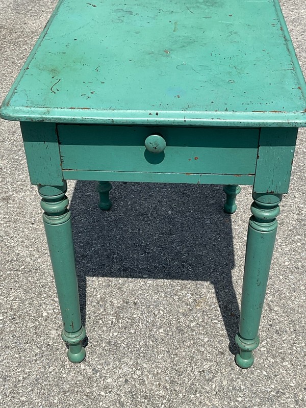 antique greem paint work table night stand drawer sheraton folk art 1830 gallery